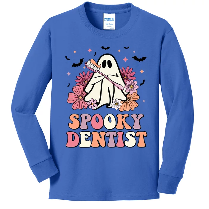 Spooky Dentist Ghost Halloween Dental Trick Or Teeth Gift Kids Long Sleeve Shirt