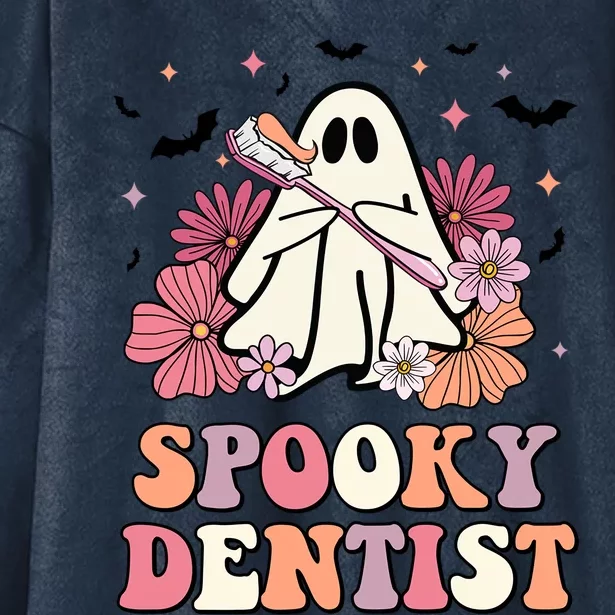 Spooky Dentist Ghost Halloween Dental Trick Or Teeth Gift Hooded Wearable Blanket