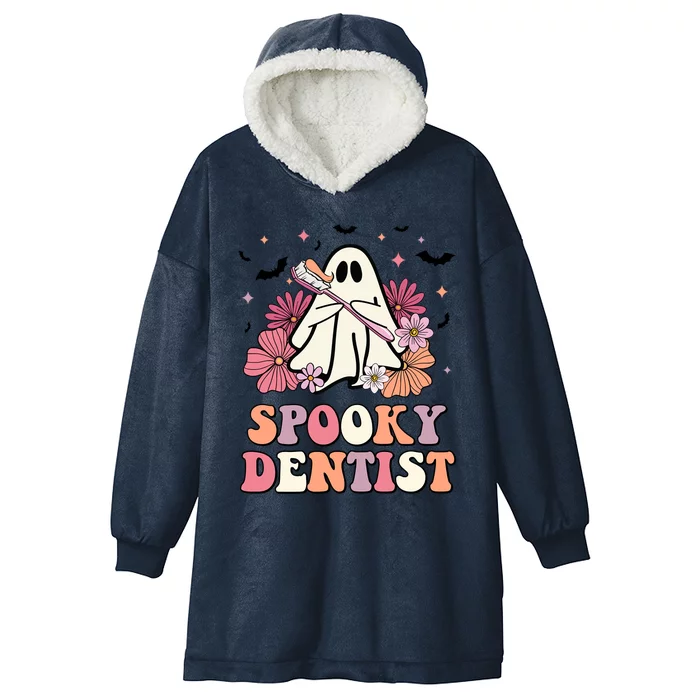 Spooky Dentist Ghost Halloween Dental Trick Or Teeth Gift Hooded Wearable Blanket