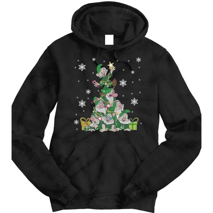 Seven Dwarfs Group Tree Christmas Tie Dye Hoodie