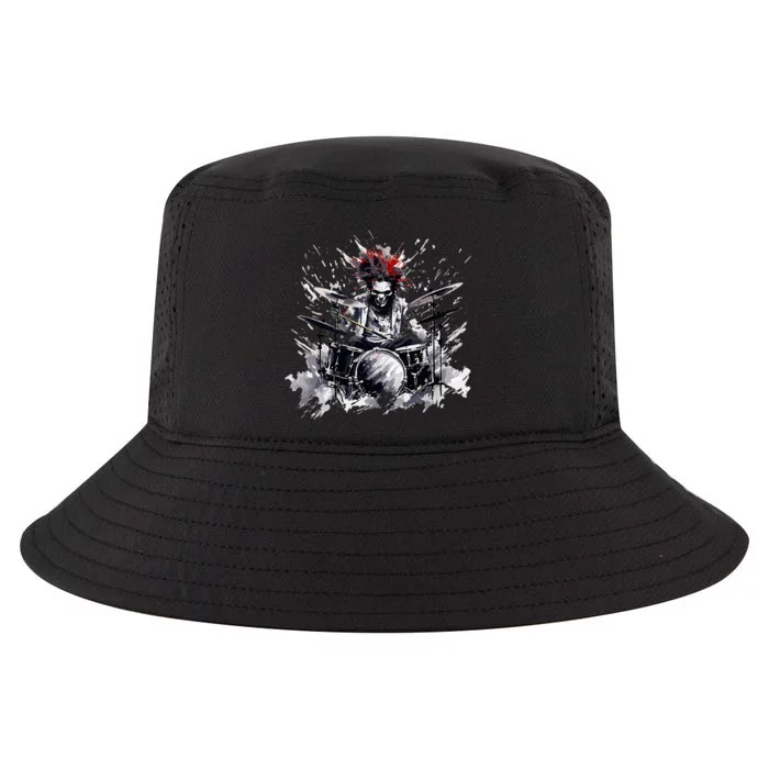 Skeleton Drummer Guy Rock And Roll Band Rock On Drum Kit Cool Comfort Performance Bucket Hat