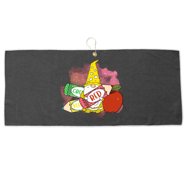 School Days Gnome Cup Crayon 100 Days Of School Large Microfiber Waffle Golf Towel