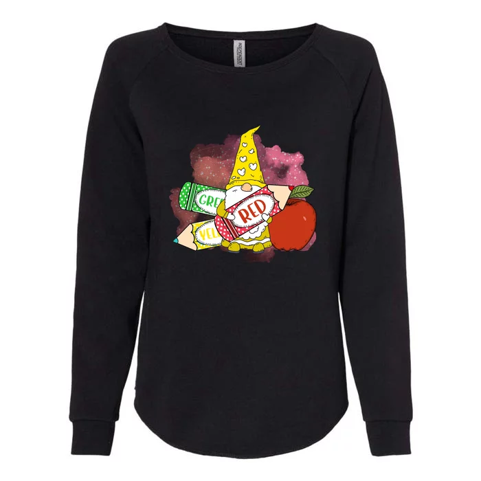 School Days Gnome Cup Crayon 100 Days Of School Womens California Wash Sweatshirt