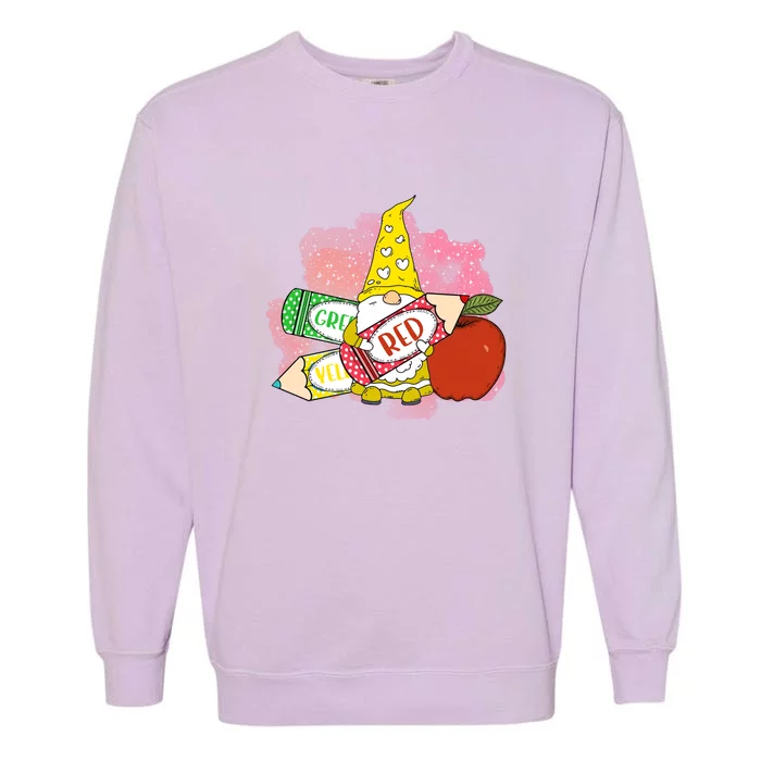 School Days Gnome Cup Crayon 100 Days Of School Garment-Dyed Sweatshirt