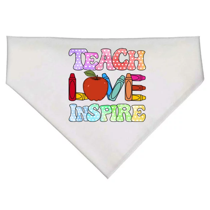 Teach Love Inspire Teacher life Crayon 100 days of school USA-Made Doggie Bandana