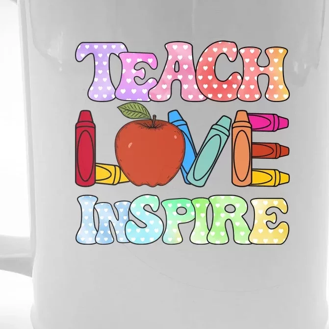 Teach Love Inspire Teacher life Crayon 100 days of school Front & Back Beer Stein