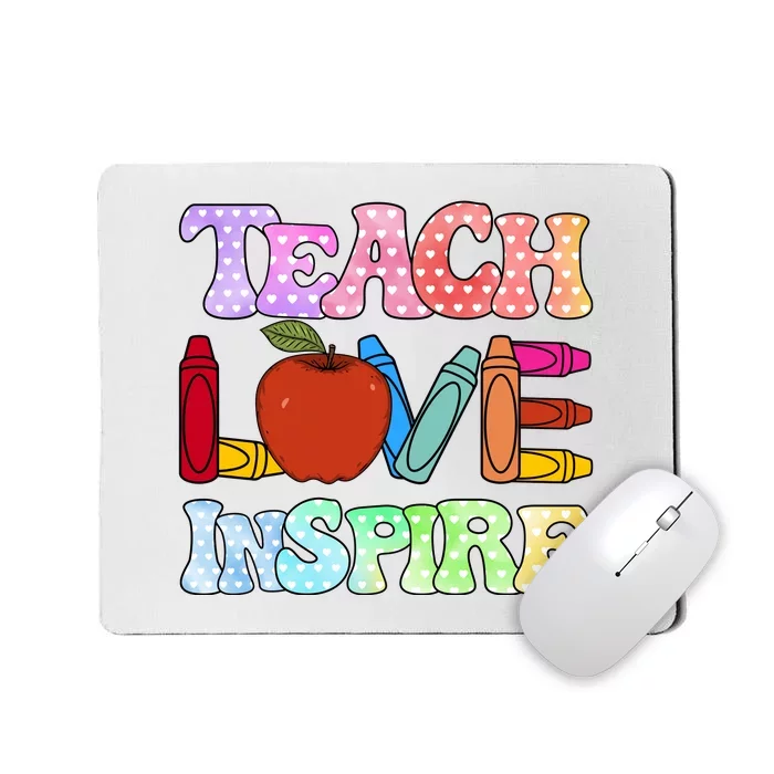 Teach Love Inspire Teacher life Crayon 100 days of school Mousepad