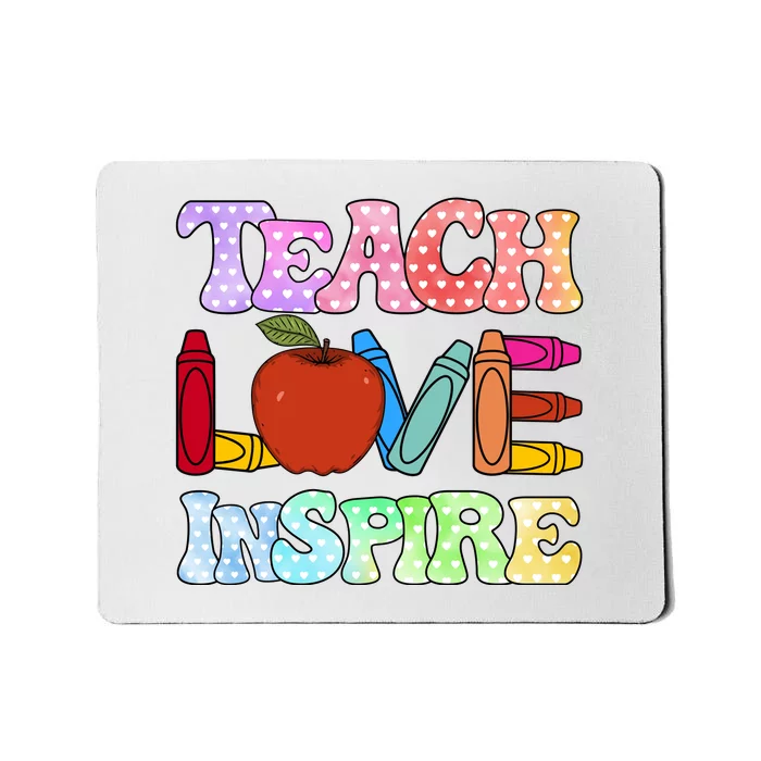 Teach Love Inspire Teacher life Crayon 100 days of school Mousepad