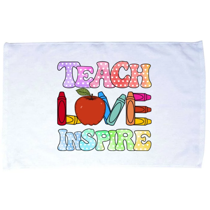 Teach Love Inspire Teacher life Crayon 100 days of school Microfiber Hand Towel