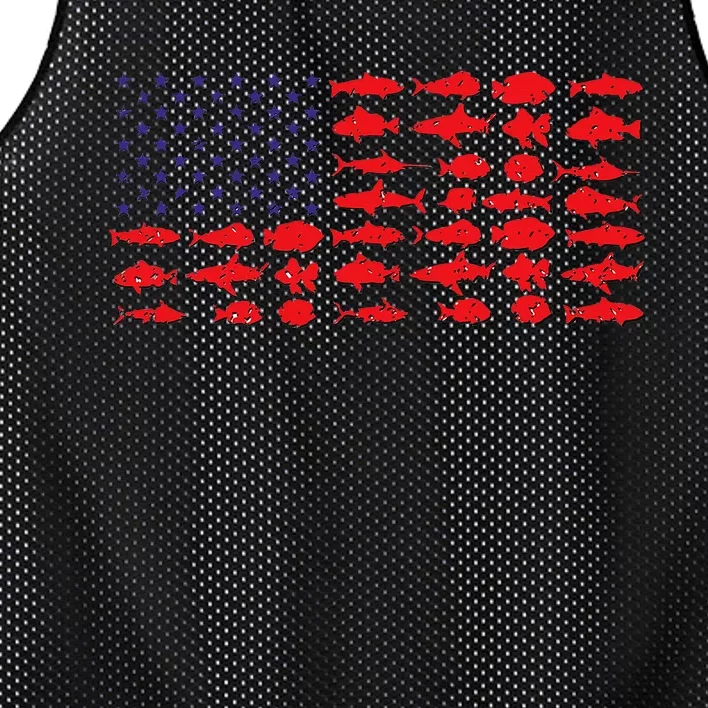 Salty Dad Gift Saltwater Fishing American Flag Ocean Fish Mesh Reversible Basketball Jersey Tank