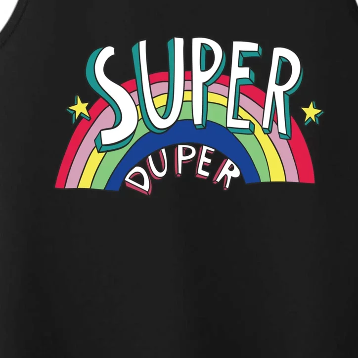 Super Duper Hand Drawn Seventies Style Rainbow Graphic Performance Tank