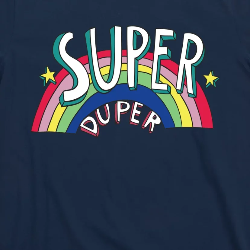 Super Duper Hand Drawn Seventies Style Rainbow Graphic T-Shirt