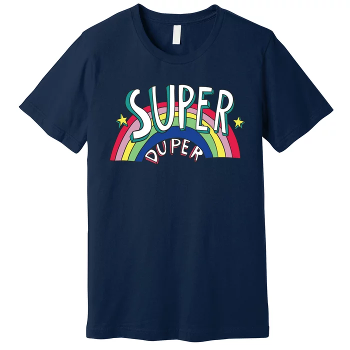 Super Duper Hand Drawn Seventies Style Rainbow Graphic Premium T-Shirt