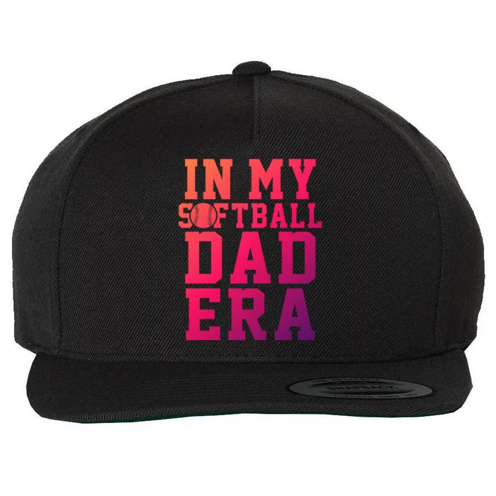 Softball Daddy Humor Design Funny Softball Dad Gift Wool Snapback Cap