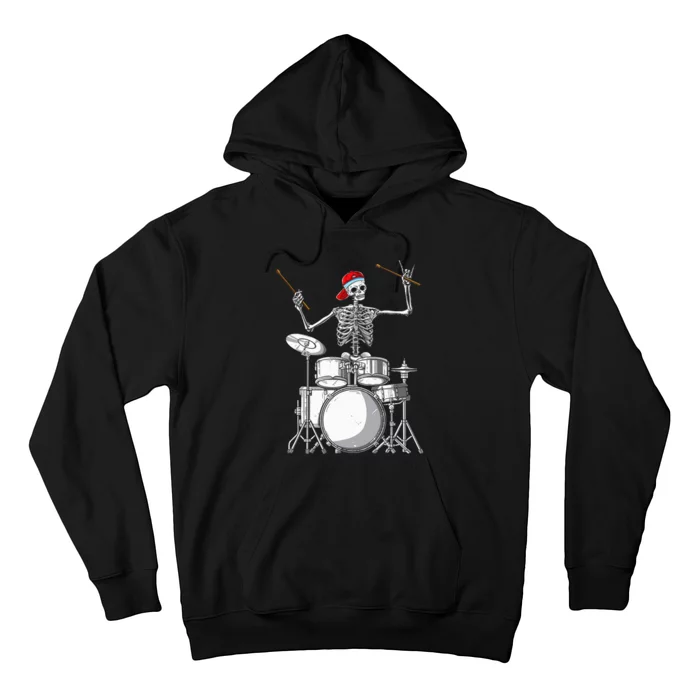 Skeleton Drummer Halloween Costume Playing Drums Gift Hoodie