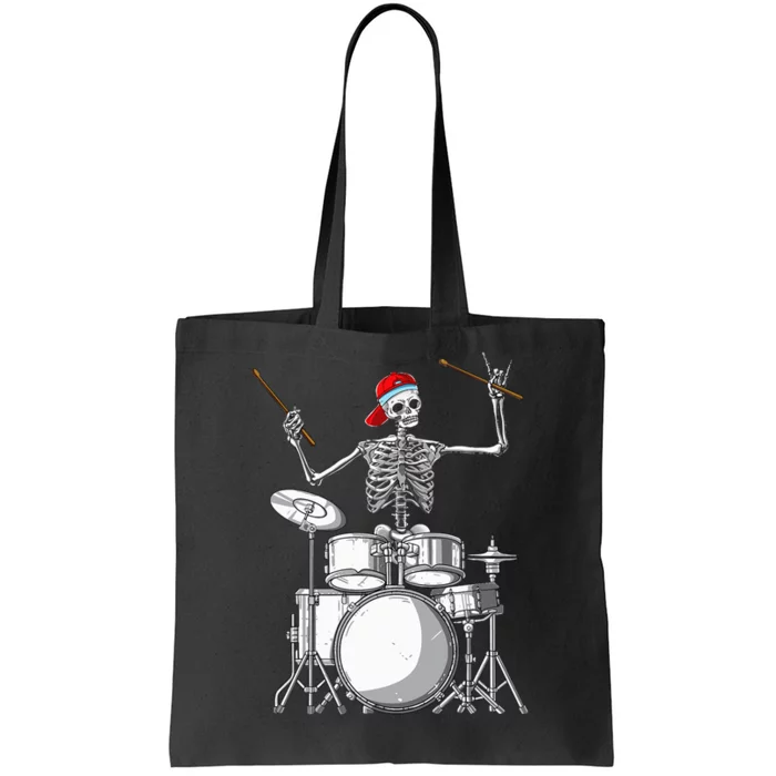 Skeleton Drummer Halloween Costume Playing Drums Gift Tote Bag