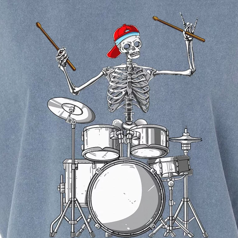 Skeleton Drummer Halloween Costume Playing Drums Gift Garment-Dyed Women's Muscle Tee