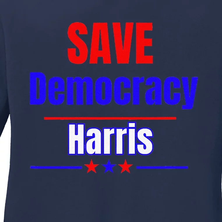 Save Democracy Harris Ladies Long Sleeve Shirt