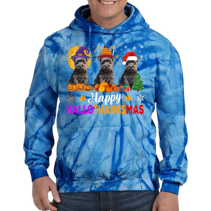 Schnauzer Dog Halloween Christmas Hallothanksmas Gift Tie Dye Hoodie