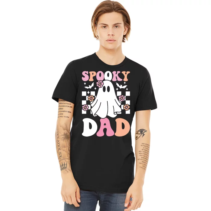 Spooky Dad Halloween Ghost Costume Retro Groovy Premium T-Shirt