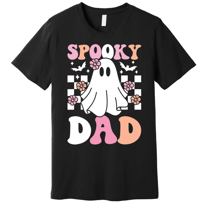 Spooky Dad Halloween Ghost Costume Retro Groovy Premium T-Shirt