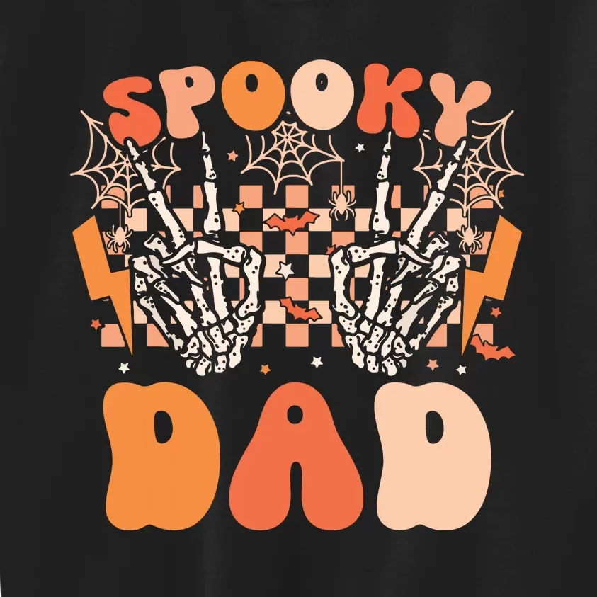 Spooky Dad Halloween Skeleton Costume Retro Groovy Kids Sweatshirt