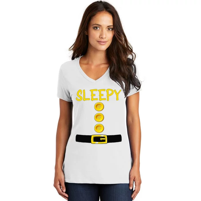 Sleepy Dwarf Halloween Costume Color Matching Sleepy Dwarf Women's V-Neck T-Shirt