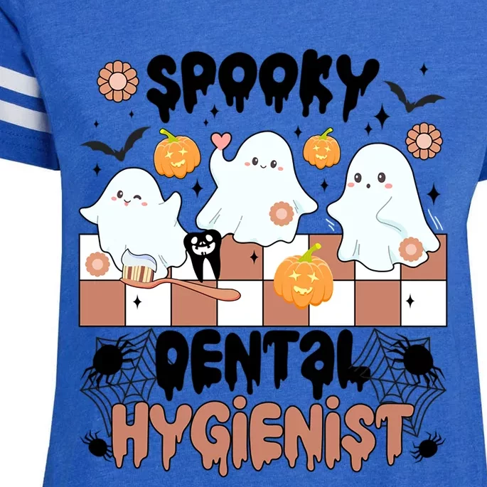 Spooky Dental Hygienist Halloween Dental Hygiene Groovy Gift Enza Ladies Jersey Football T-Shirt