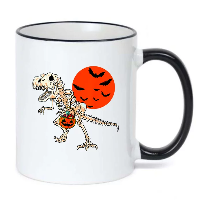 Scary Dinosaur Halloween Costume Trex Skeleton Pumpkin Moon Gift Black Color Changing Mug