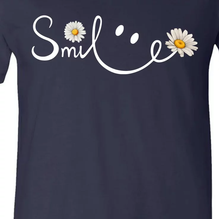 Smile Daisy Happy Face V-Neck T-Shirt