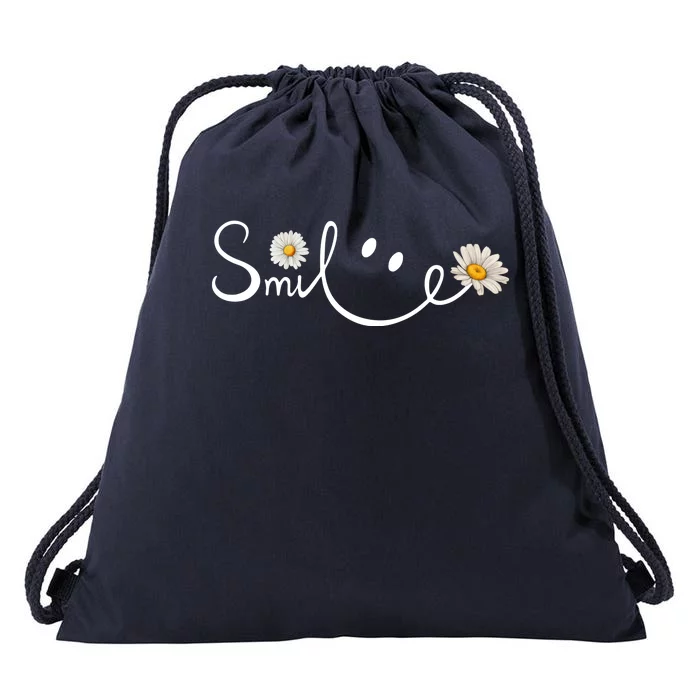 Smile Daisy Happy Face Drawstring Bag