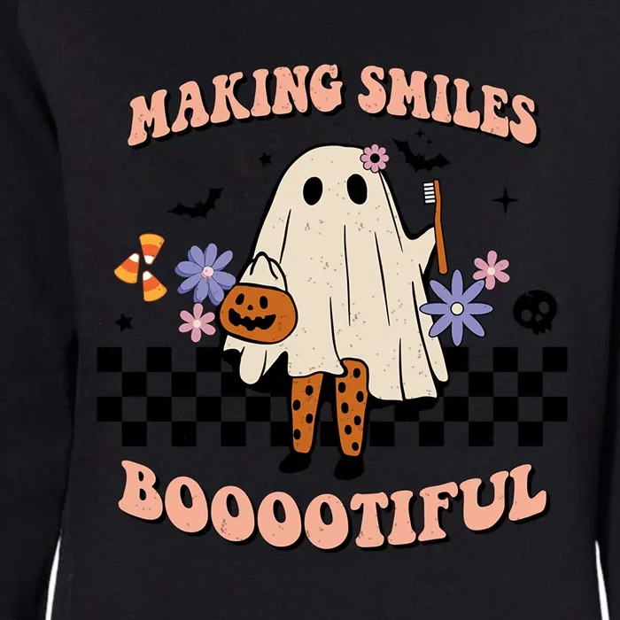 Spooky Dental Hygienist Pediatric Dentist Halloween Ghost Funny Gift Womens California Wash Sweatshirt