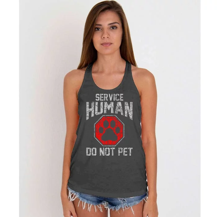 Service Dog Human Do Not Pet Funny Vintage Rescue Dog Owner Women's Knotted Racerback Tank