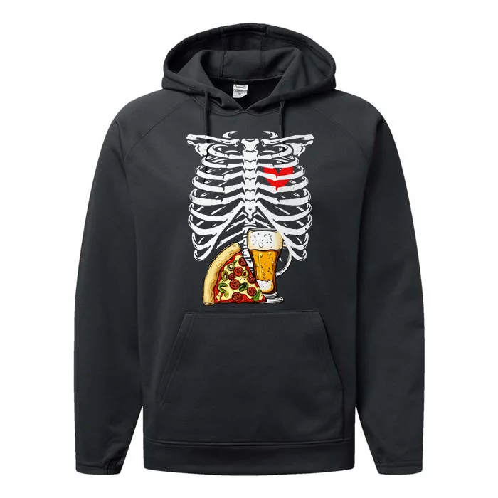 Skeleton Dad Halloween Pregnancy Couples Performance Fleece Hoodie