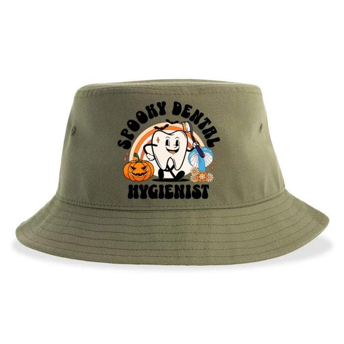 Spooky Dental Hygienist Retro Halloween Dentist Humor Cool Gift Sustainable Bucket Hat