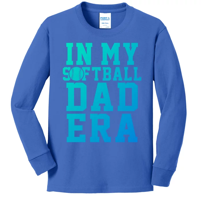 Softball Daddy Humor Design Funny Softball Dad Gift Kids Long Sleeve Shirt