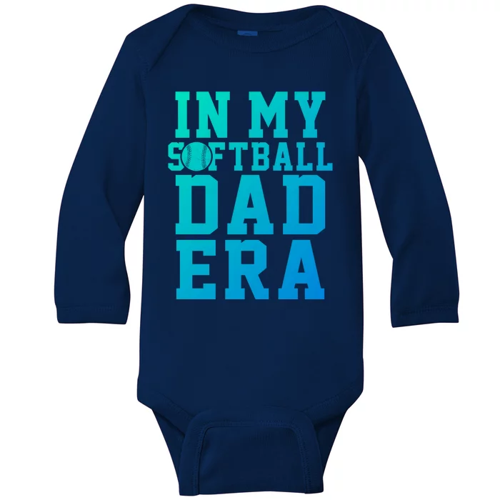 Softball Daddy Humor Design Funny Softball Dad Gift Baby Long Sleeve Bodysuit