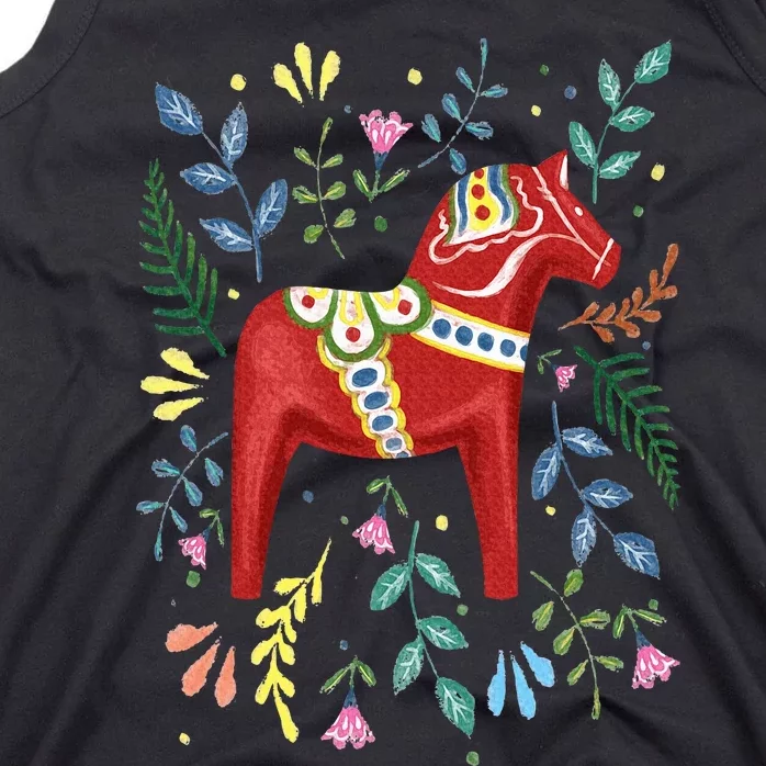 Swedish Dala Horse Folk Art Sweden Flag Dalahelmsoljd Tank Top