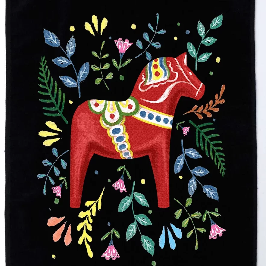 Swedish Dala Horse Folk Art Sweden Flag Dalahelmsoljd Platinum Collection Golf Towel