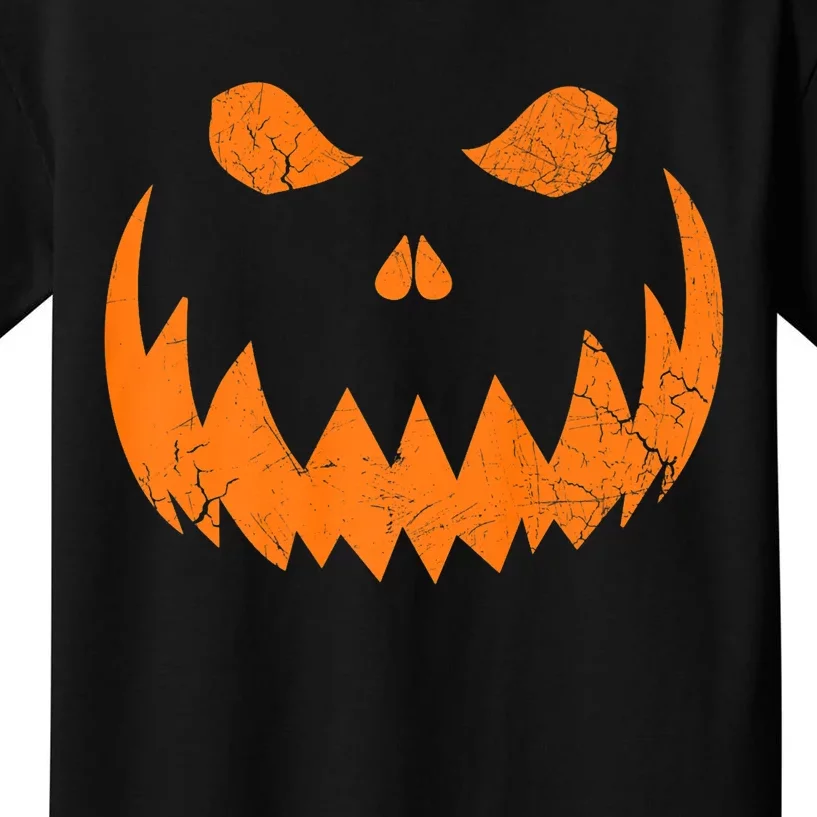 Sinister Distressed Halloween Jack O Lantern Face Kids T-Shirt