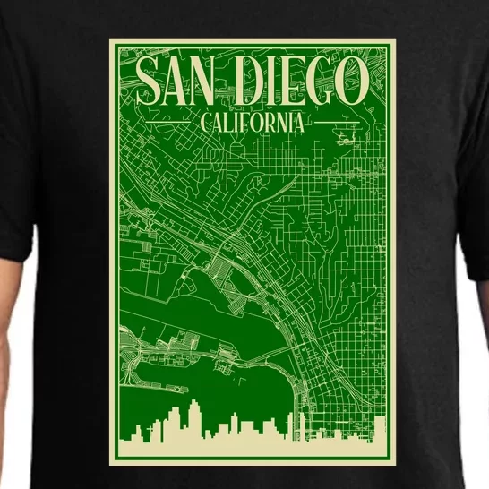 San Diego Hand Drawn Skyline Map Pajama Set