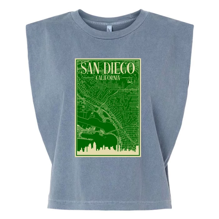 San Diego Hand Drawn Skyline Map Garment-Dyed Women's Muscle Tee