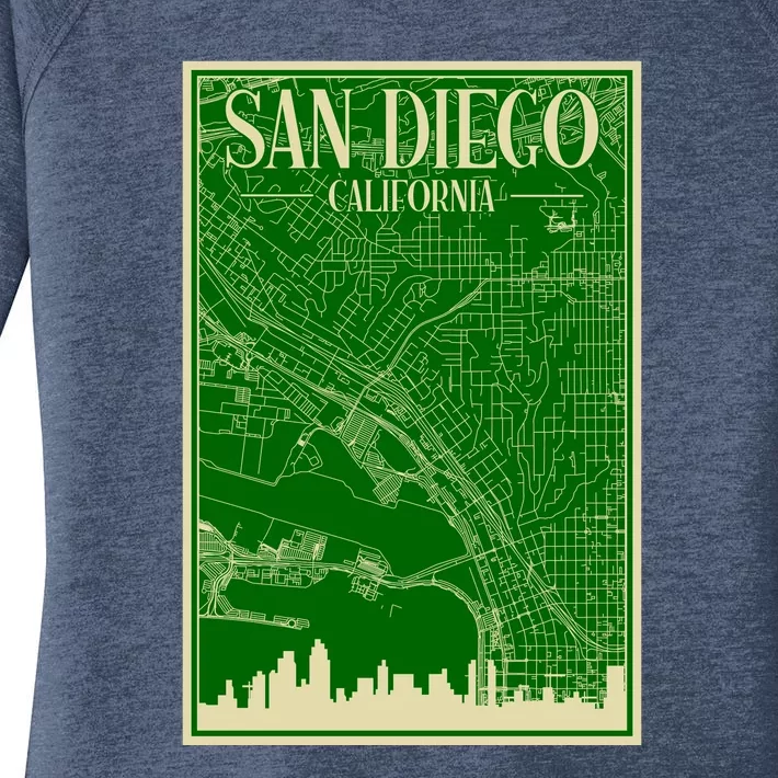 San Diego Hand Drawn Skyline Map Women's Perfect Tri Tunic Long Sleeve Shirt