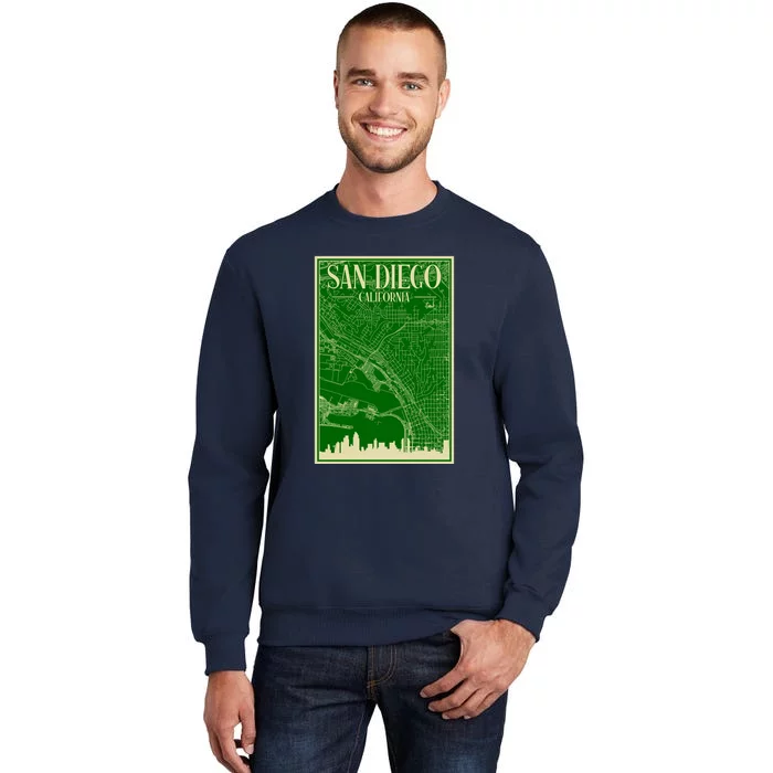 San Diego Hand Drawn Skyline Map Tall Sweatshirt