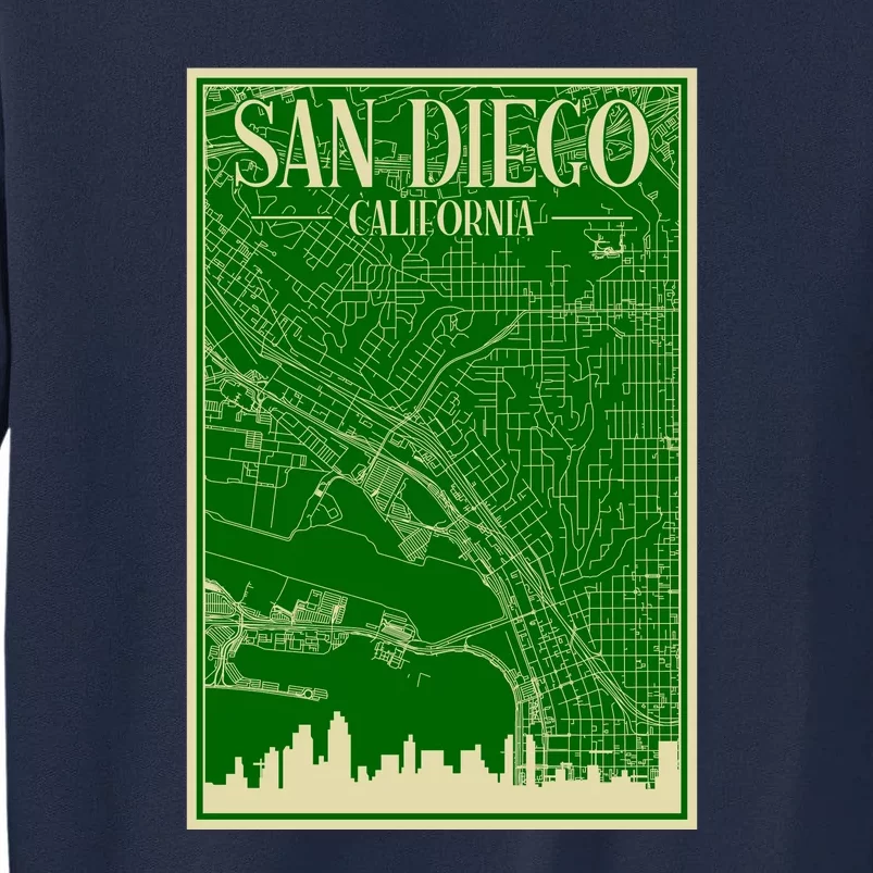 San Diego Hand Drawn Skyline Map Tall Sweatshirt