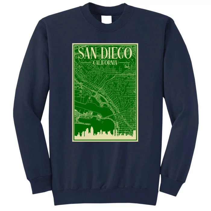 San Diego Hand Drawn Skyline Map Tall Sweatshirt