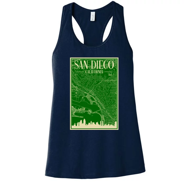 San Diego Hand Drawn Skyline Map Women's Racerback Tank