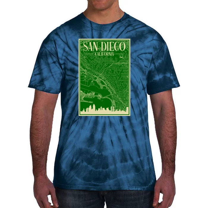 San Diego Hand Drawn Skyline Map Tie-Dye T-Shirt