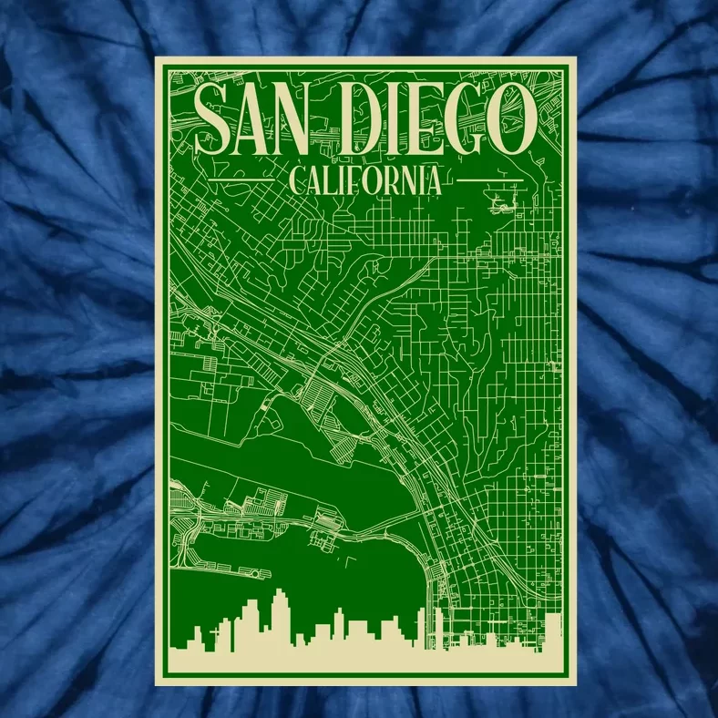 San Diego Hand Drawn Skyline Map Tie-Dye T-Shirt