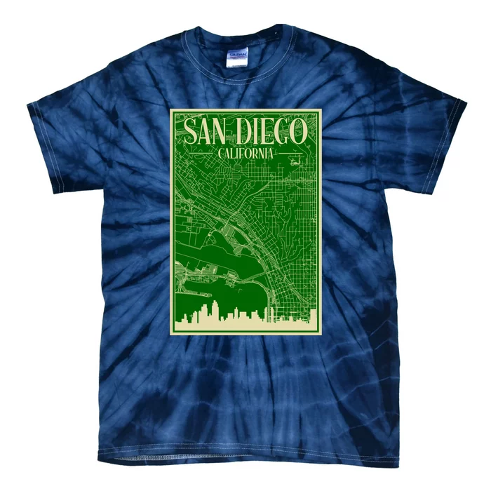 San Diego Hand Drawn Skyline Map Tie-Dye T-Shirt